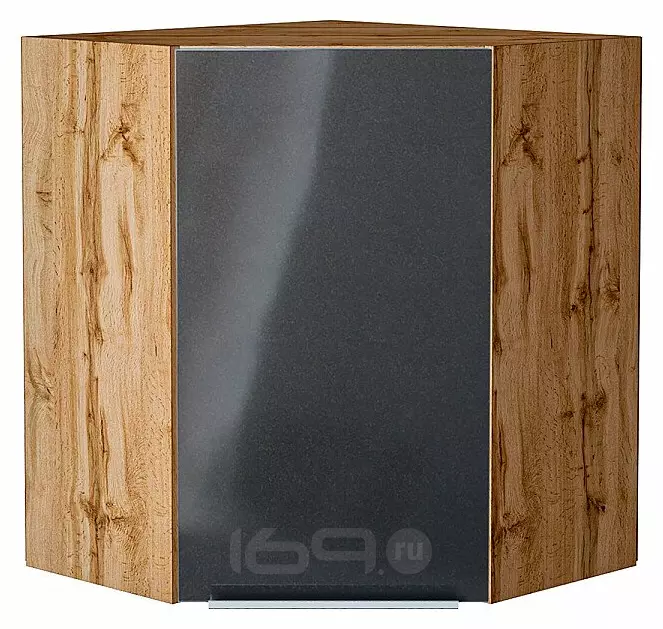 Шкаф верхний угловой Фьюжн Anthracite Дуб Вотан 716*600*600