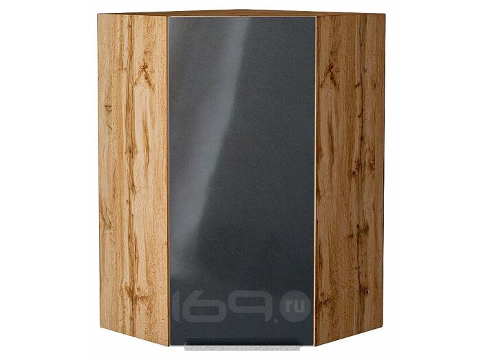 Шкаф верхний угловой Фьюжн Anthracite Дуб Вотан 920*600*600