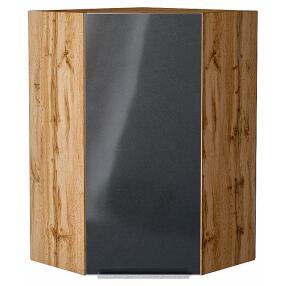 Шкаф верхний угловой Фьюжн Anthracite Дуб Вотан 920*600*600