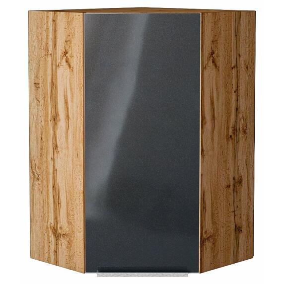 Шкаф верхний угловой Фьюжн Anthracite Дуб Вотан 920*600*600