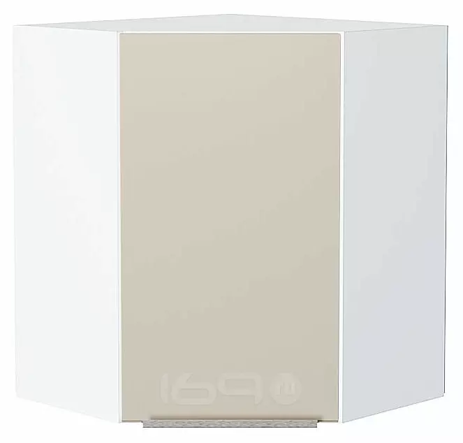 Шкаф верхний угловой Фьюжн Cream Silk/Белый 716*600*600