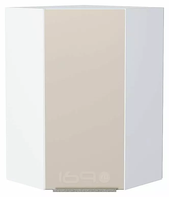 Шкаф верхний угловой Фьюжн Cream Silk/Белый 920*600*600