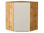 Шкаф верхний угловой Фьюжн Cream Silk/Дуб Вотан 716*600*600