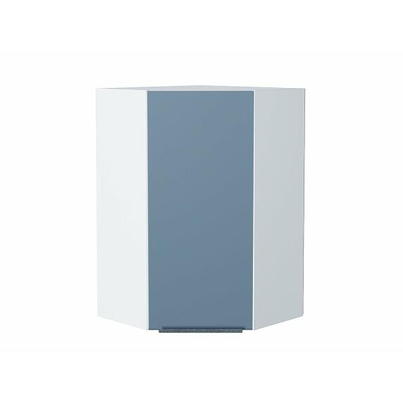 Шкаф верхний угловой Фьюжн Silky Blue Белый 920*600*600