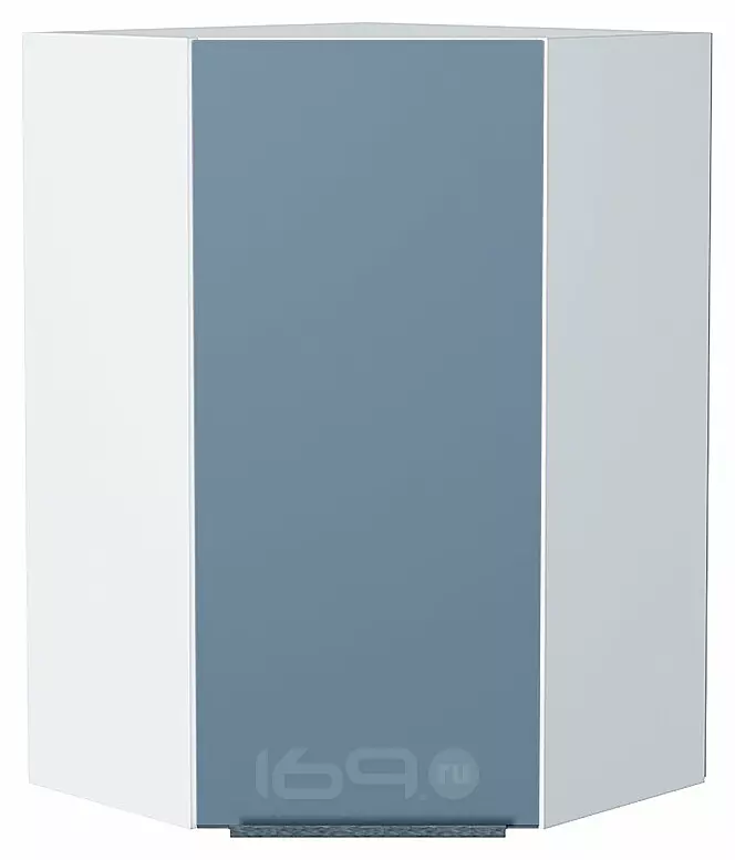 Шкаф верхний угловой Фьюжн Silky Blue Белый 920*600*600