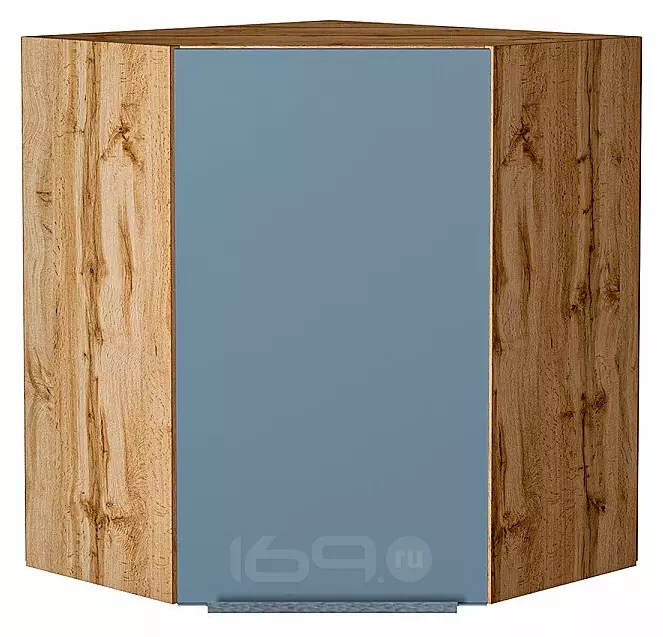 Шкаф верхний угловой Фьюжн Silky Blue Дуб Вотан 716*600*600