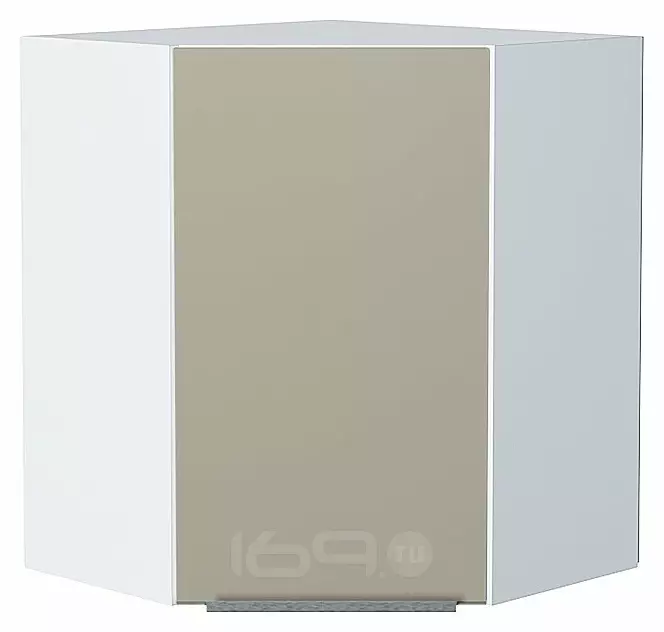 Шкаф верхний угловой Фьюжн Silky Grey Белый 716*600*600