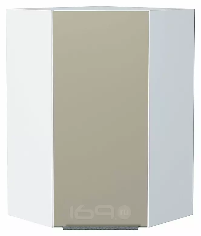 Шкаф верхний угловой Фьюжн Silky Grey Белый 920*600*600