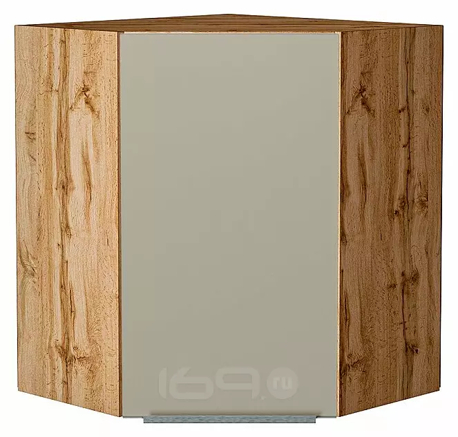 Шкаф верхний угловой Фьюжн Silky Grey Дуб Вотан 716*600*600
