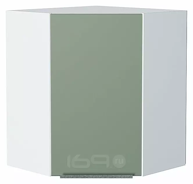 Шкаф верхний угловой Фьюжн Silky Mint Белый 716*600*600