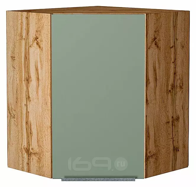 Шкаф верхний угловой Фьюжн Silky Mint Дуб Вотан 716*600*600