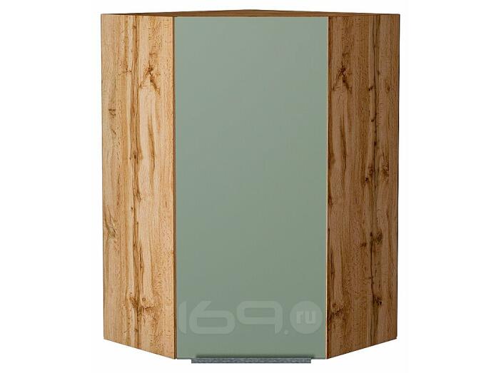 Шкаф верхний угловой Фьюжн Silky Mint Дуб Вотан 920*600*600