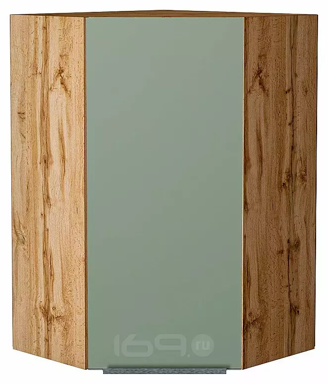 Шкаф верхний угловой Фьюжн Silky Mint Дуб Вотан 920*600*600