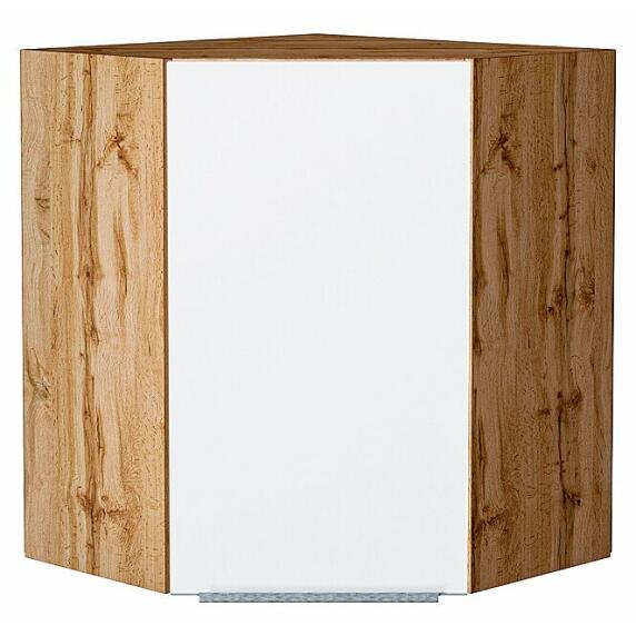 Шкаф верхний угловой Фьюжн Silky White Дуб Вотан 716*600*600