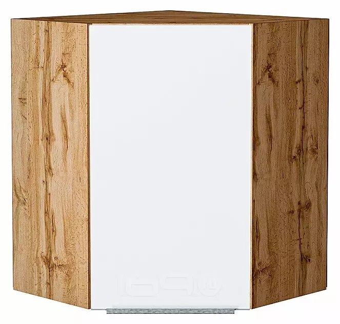 Шкаф верхний угловой Фьюжн Silky White Дуб Вотан 716*600*600