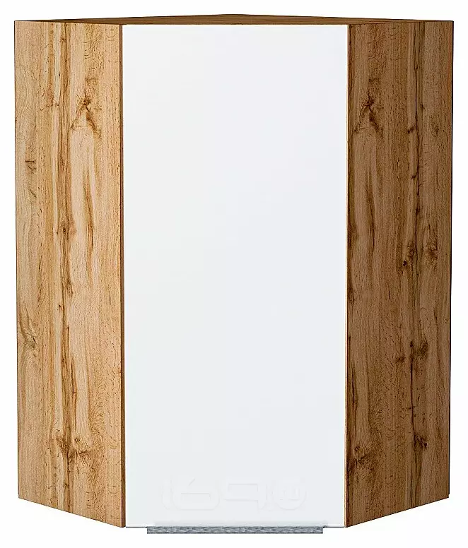 Шкаф верхний угловой Фьюжн Silky White Дуб Вотан 920*600*600