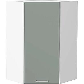 Шкаф верхний угловой Квадро Аквамарин/Белый 920*600*600