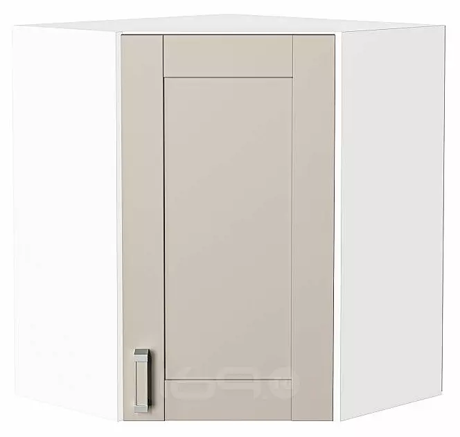 Шкаф верхний угловой Лофт Cream Silk/Белый 716*600*600