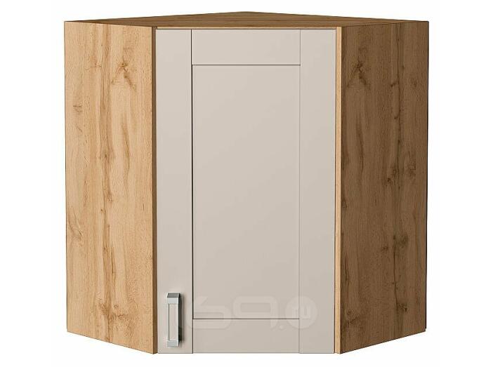 Шкаф верхний угловой Лофт Cream Silk/Дуб Вотан 716*600*600