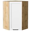 Шкаф верхний угловой Нео White Silk/Дуб Вотан 920*600*600