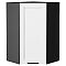 Шкаф верхний угловой Нео White Silk/Graphite 920*600*600