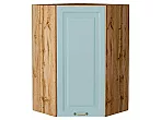 Шкаф верхний угловой Ницца Голубой/Дуб Вотан 920*600*600