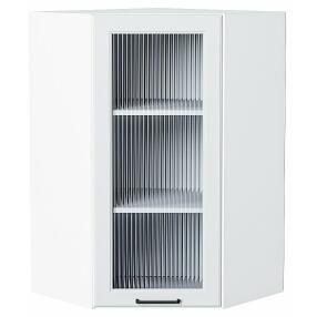 Шкаф верхний угловой остекленный Барселона Белый Белый 920*600*606