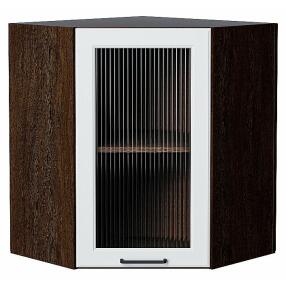 Шкаф верхний угловой остекленный Барселона Белый Graphite 716*600*606