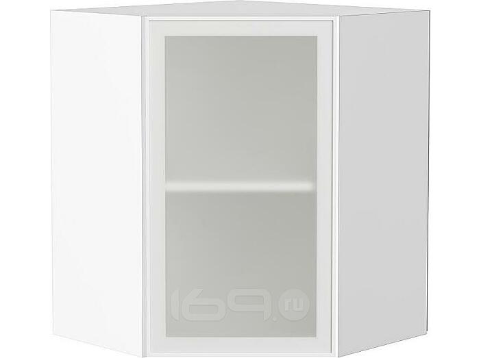 Шкаф верхний угловой остекленный Эйр White Silk/Белый 716*600*600