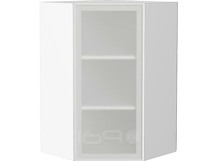 Шкаф верхний угловой остекленный Эйр White Silk/Белый 920*600*600