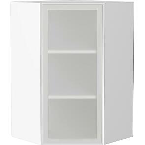 Шкаф верхний угловой остекленный Эйр White Silk/Белый 920*600*600