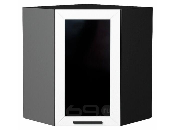 Шкаф верхний угловой остекленный Глетчер Айленд Силк Graphite 716*600*600