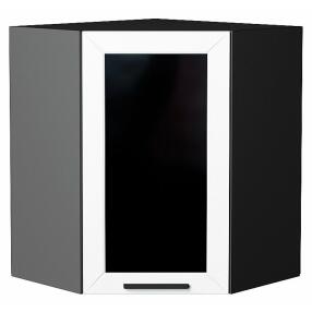 Шкаф верхний угловой остекленный Глетчер Айленд Силк Graphite 716*600*600