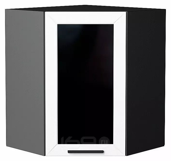 Шкаф верхний угловой остекленный Глетчер Айленд Силк Graphite 716*600*600
