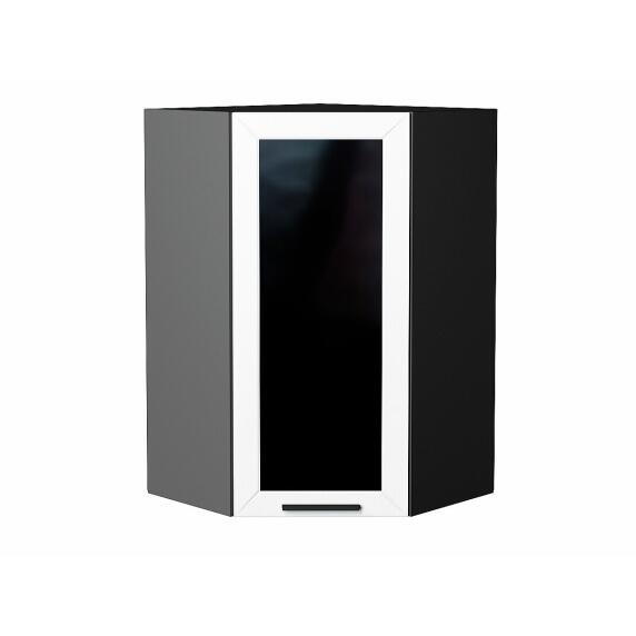 Шкаф верхний угловой остекленный Глетчер Айленд Силк Graphite 920*600*600
