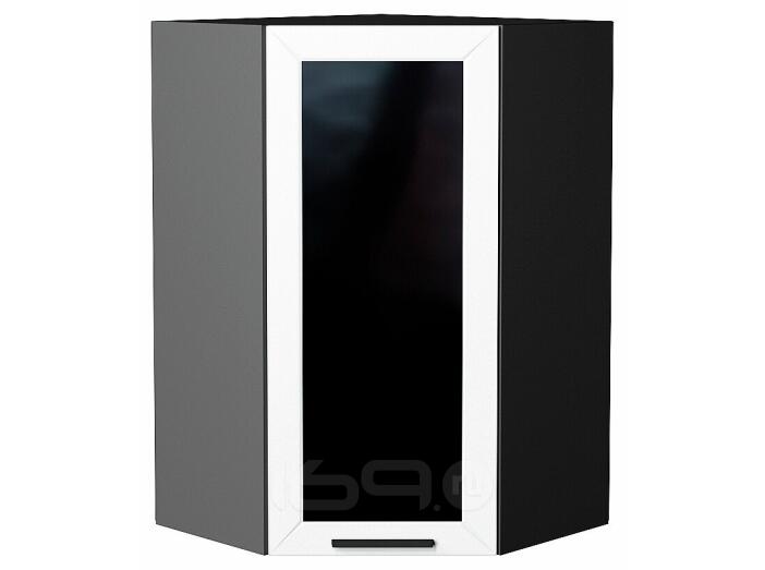 Шкаф верхний угловой остекленный Глетчер Айленд Силк Graphite 920*600*600
