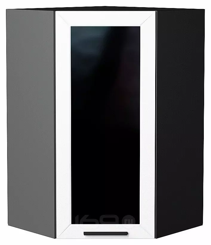 Шкаф верхний угловой остекленный Глетчер Айленд Силк Graphite 920*600*600