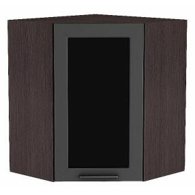 Шкаф верхний угловой остекленный Глетчер Маренго Силк Graphite 716*600*600