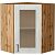 Шкаф верхний угловой остекленный Лофт Nordic Oak/Дуб Вотан 716*600*600