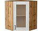 Шкаф верхний угловой остекленный Лофт Nordic Oak/Дуб Вотан 716*600*600