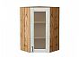 Шкаф верхний угловой остекленный Лофт Nordic Oak/Дуб Вотан 920*600*600