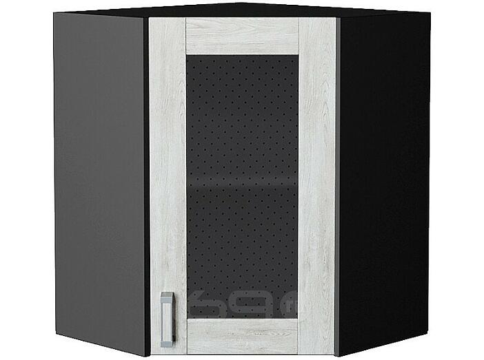 Шкаф верхний угловой остекленный Лофт Nordic Oak/Graphite 716*600*600