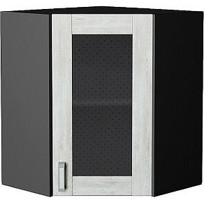 Шкаф верхний угловой остекленный Лофт Nordic Oak/Graphite 716*600*600