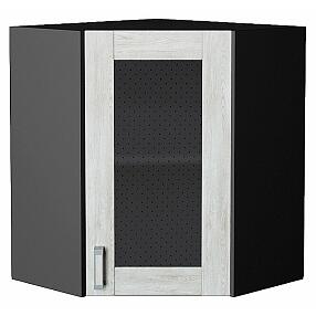 Шкаф верхний угловой остекленный Лофт Nordic Oak/Graphite 716*600*600