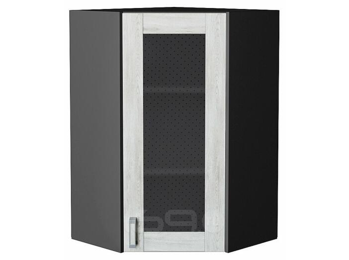 Шкаф верхний угловой остекленный Лофт Nordic Oak/Graphite 920*600*600