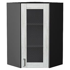Шкаф верхний угловой остекленный Лофт Nordic Oak/Graphite 920*600*600