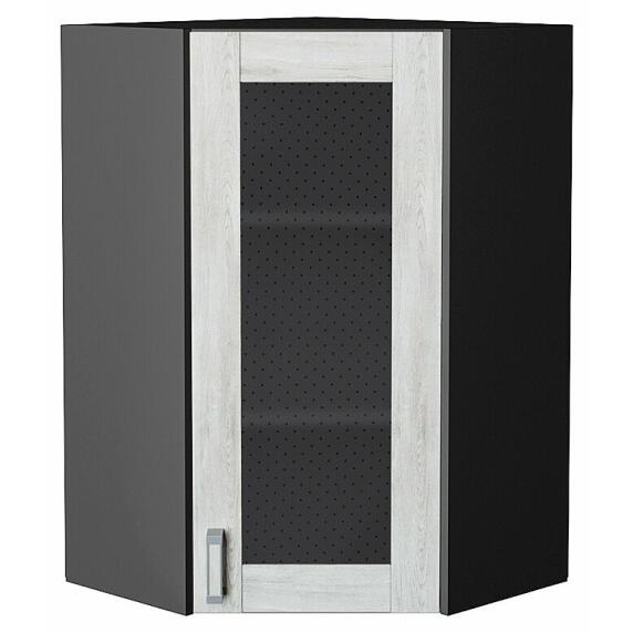 Шкаф верхний угловой остекленный Лофт Nordic Oak/Graphite 920*600*600