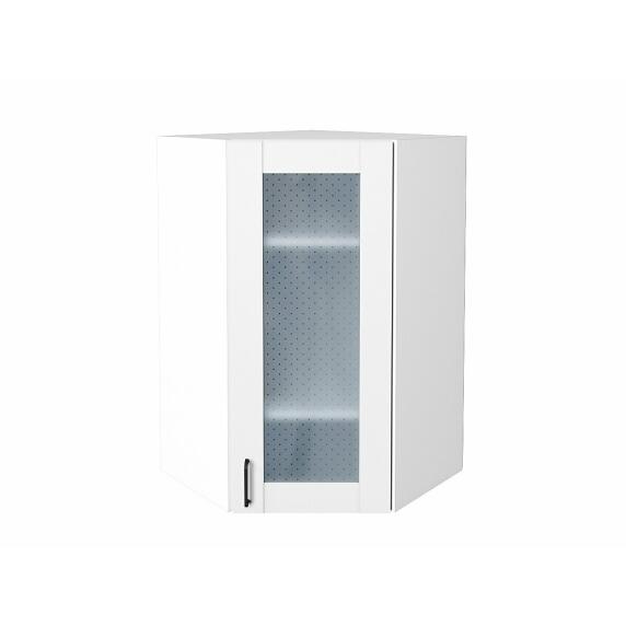 Шкаф верхний угловой остекленный Лофт Super White Белый 920*600*600