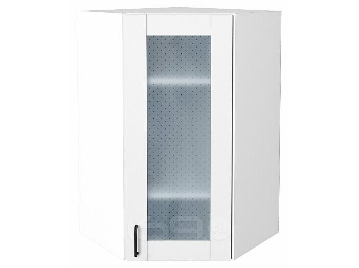 Шкаф верхний угловой остекленный Лофт Super White Белый 920*600*600