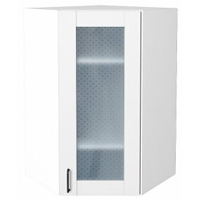 Шкаф верхний угловой остекленный Лофт Super White Белый 920*600*600